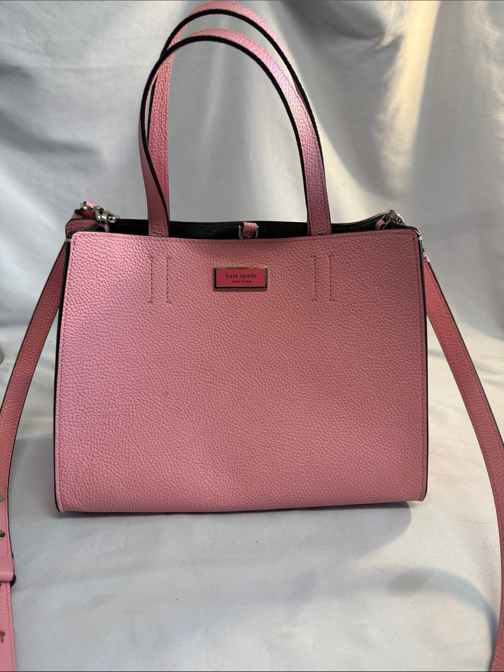 kate spade Pink Pebbled Leather Satchel with Detachable Strap